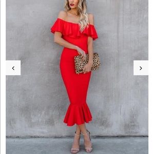 Ruffle reddish orange dress